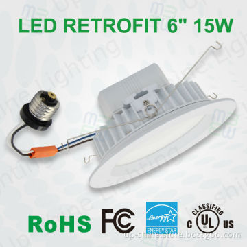 5 years warranty Energy Star UL 6 inch edison led downlight 15w with LM80 chip E26&GU24 base